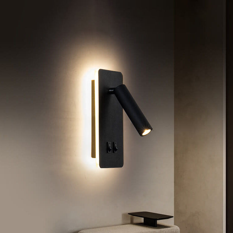 Minimalistische rechthoekige spot draaibare LED leeswandlamp