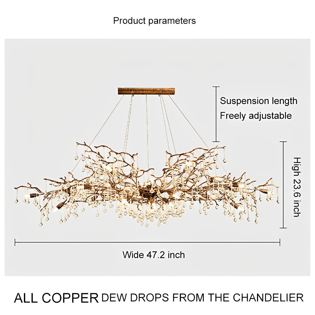 Moderne Luxe Gouden Boomtak Druppel Waterval Kroonluchter Verlichting