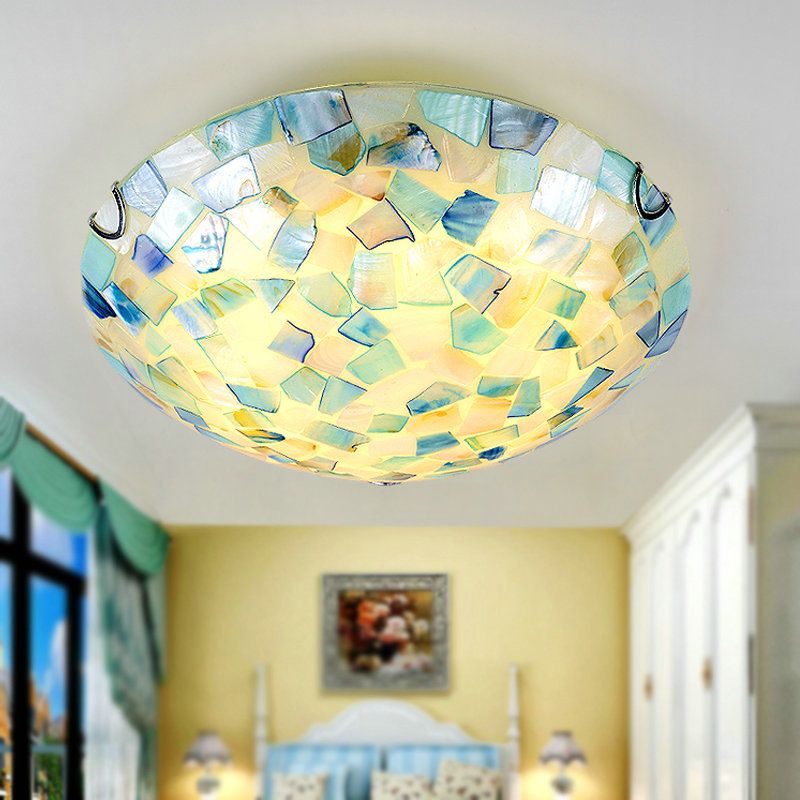 Hedendaagse halfbol metalen/schaal LED plafondlamp opbouw wit/blauw/oranje