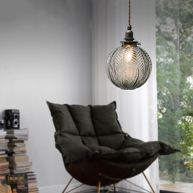 Lotus textuur glazen bol hanglamp