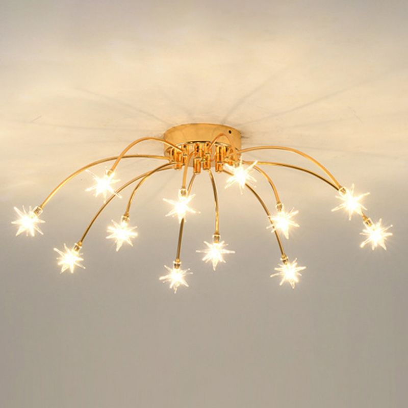 Art Deco Sterrenhemel Metaal/Glas Opbouw Plafondlamp Zwart/Goud/Chroom