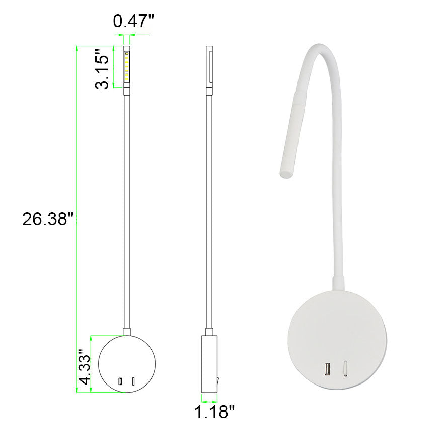 Minimalistische USB-oplaadbare siliconen spotlight LED leeswandlamp