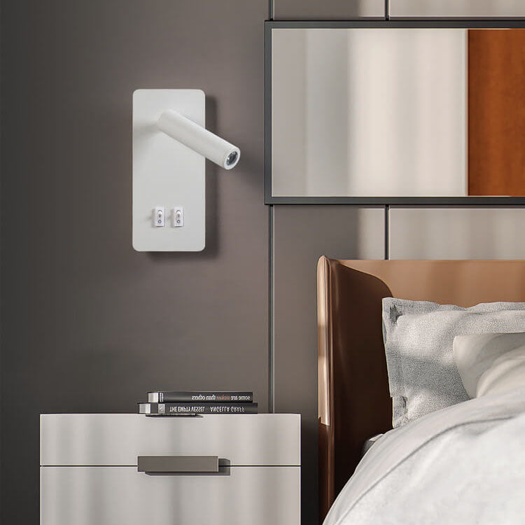 Minimalistische rechthoekige spot draaibare LED leeswandlamp