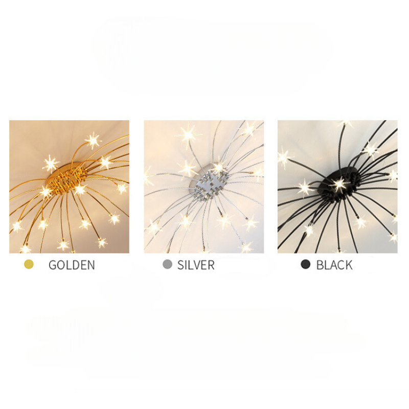 Art Deco Sterrenhemel Metaal/Glas Opbouw Plafondlamp Zwart/Goud/Chroom