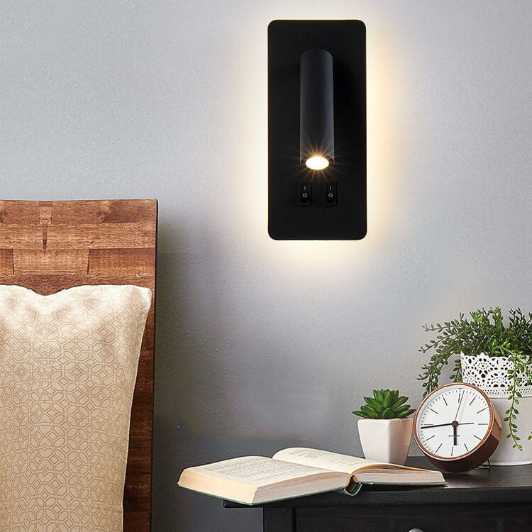 Minimalistische rechthoekige spot draaibare LED leeswandlamp