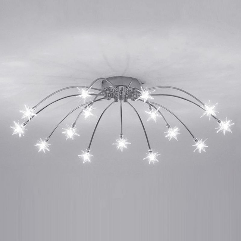 Art Deco Sterrenhemel Metaal/Glas Opbouw Plafondlamp Zwart/Goud/Chroom