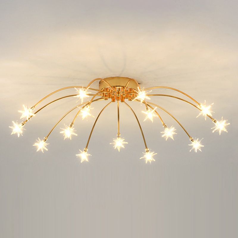 Art Deco Sterrenhemel Metaal/Glas Opbouw Plafondlamp Zwart/Goud/Chroom