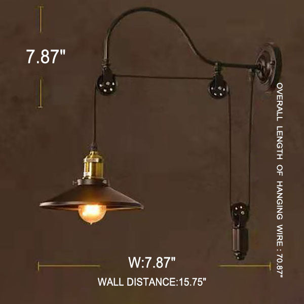 Retro industriële smeedijzeren licht katrol wandkandelaar lamp
