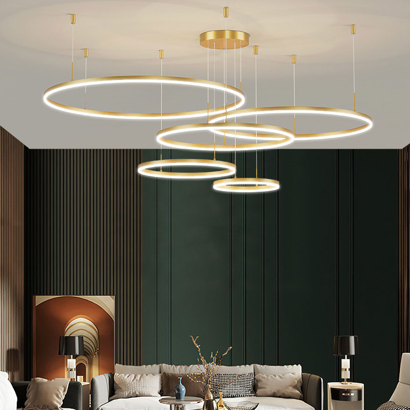 Moderne hanglamp Tir-Circle zwart/goud/koffie metaal