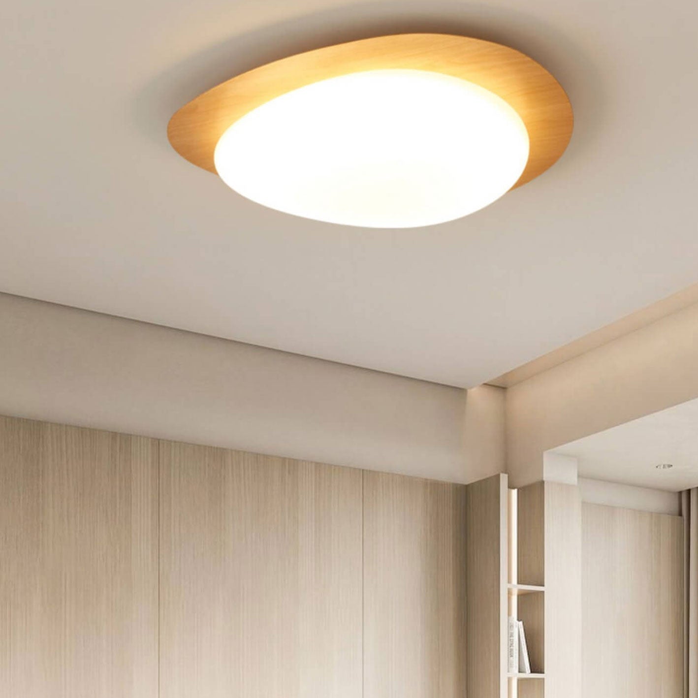 Nordic ijzer houtnerf kiezel LED inbouw plafondlamp