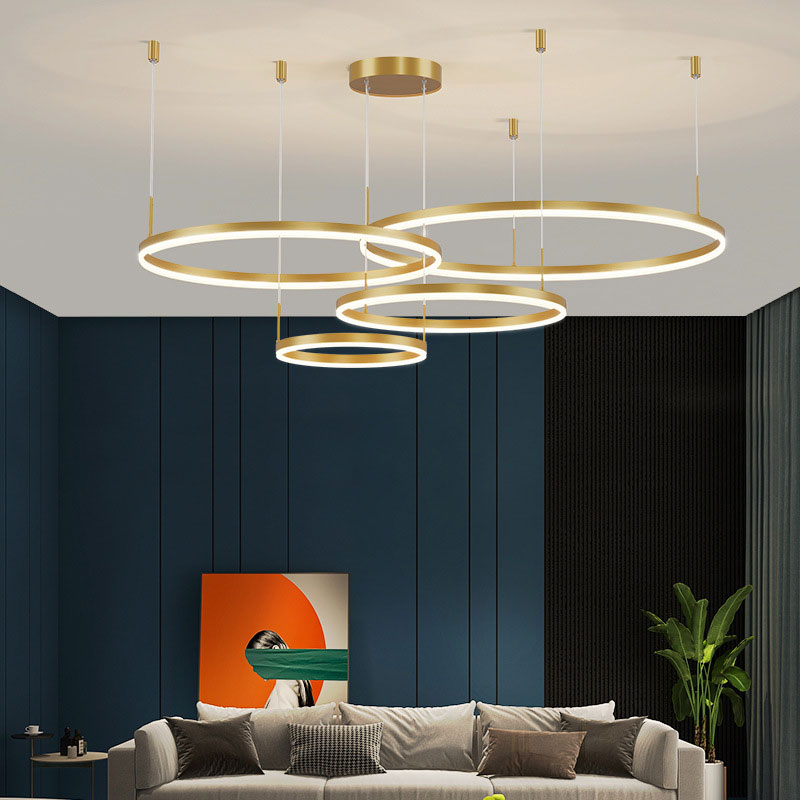 Moderne hanglamp Tir-Circle zwart/goud/koffie metaal