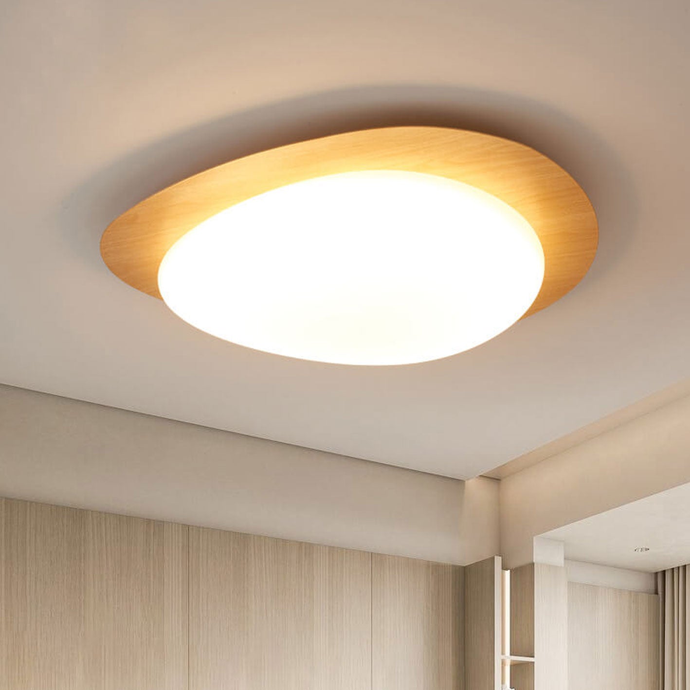 Nordic ijzer houtnerf kiezel LED inbouw plafondlamp