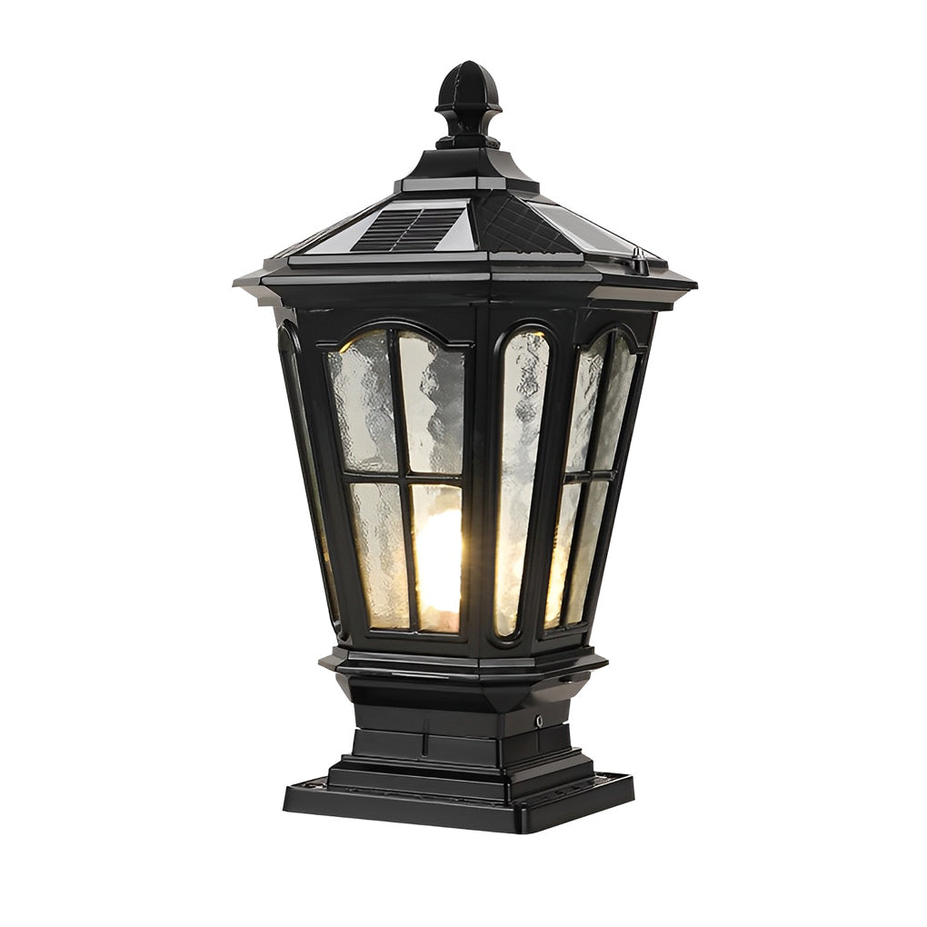 Retro paviljoenvormige zonne-energie hekpaalverlichting