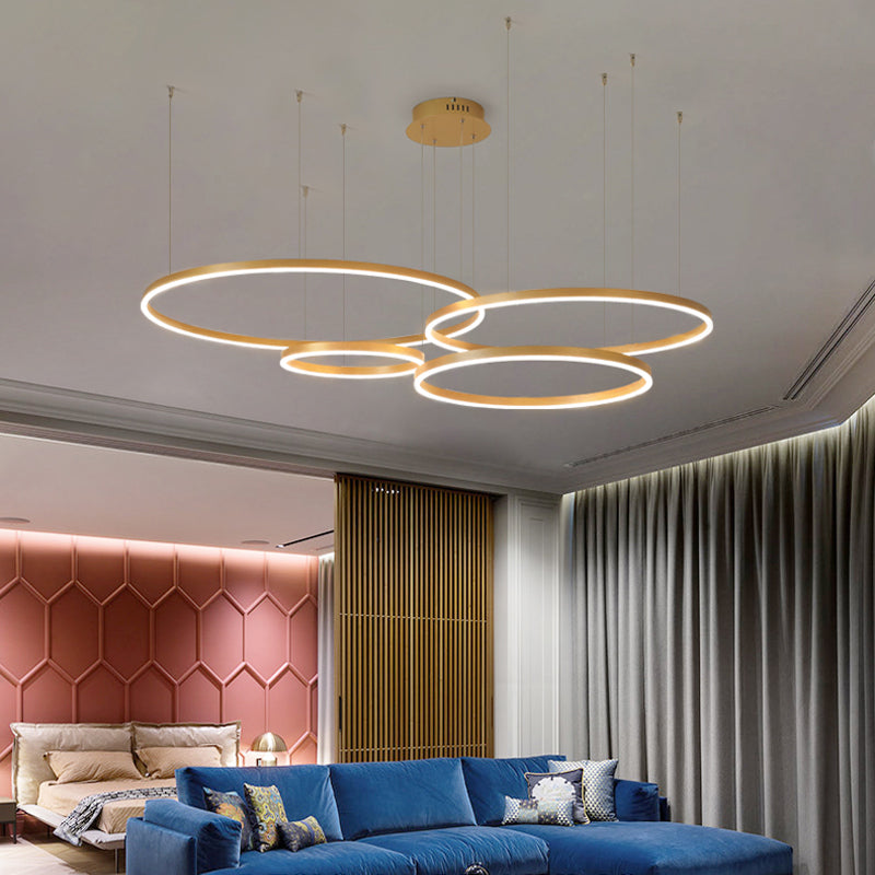 Moderne hanglamp Tir-Circle zwart/goud/koffie metaal