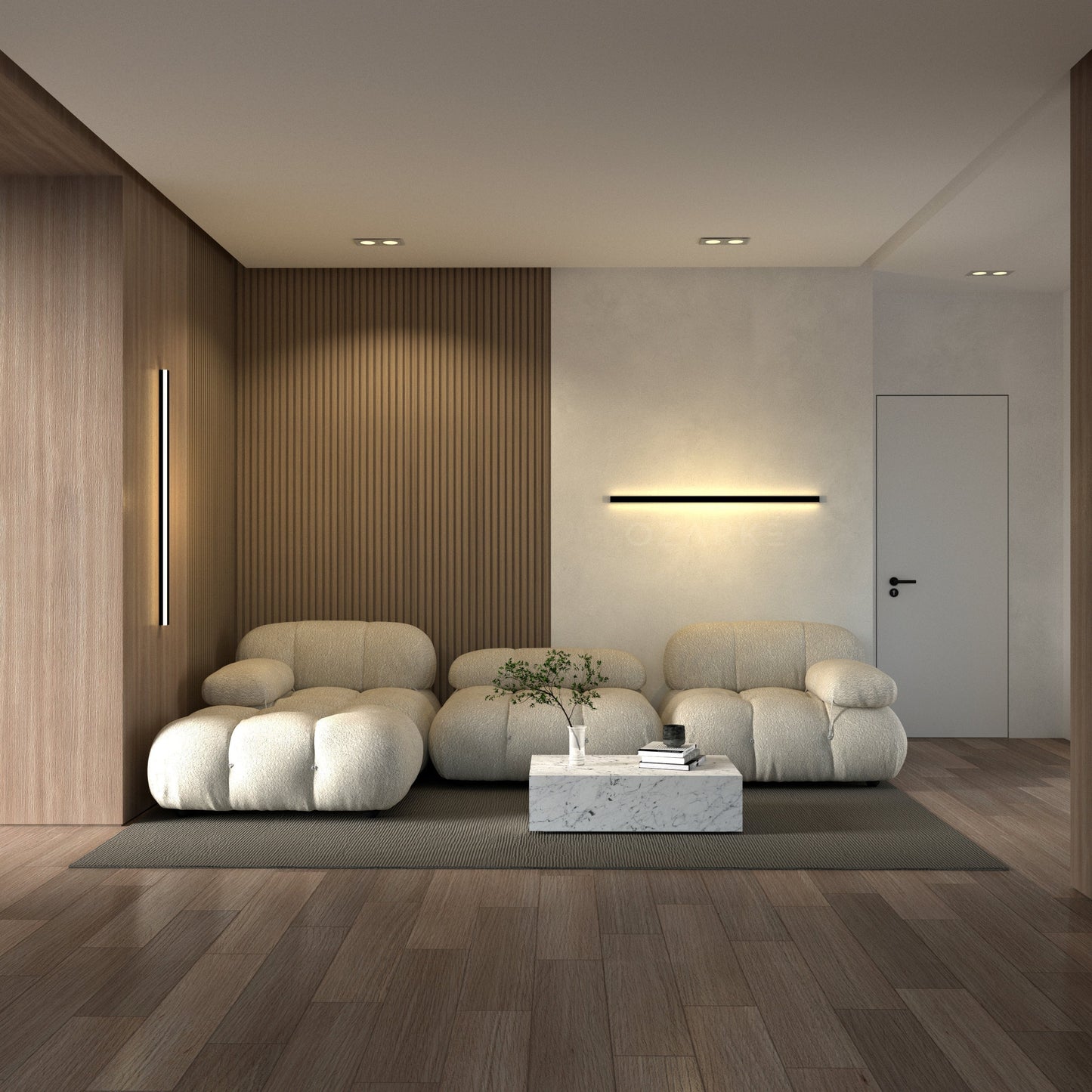 Minimalistische lineaire wandlamp met LED-sfeerverlichting