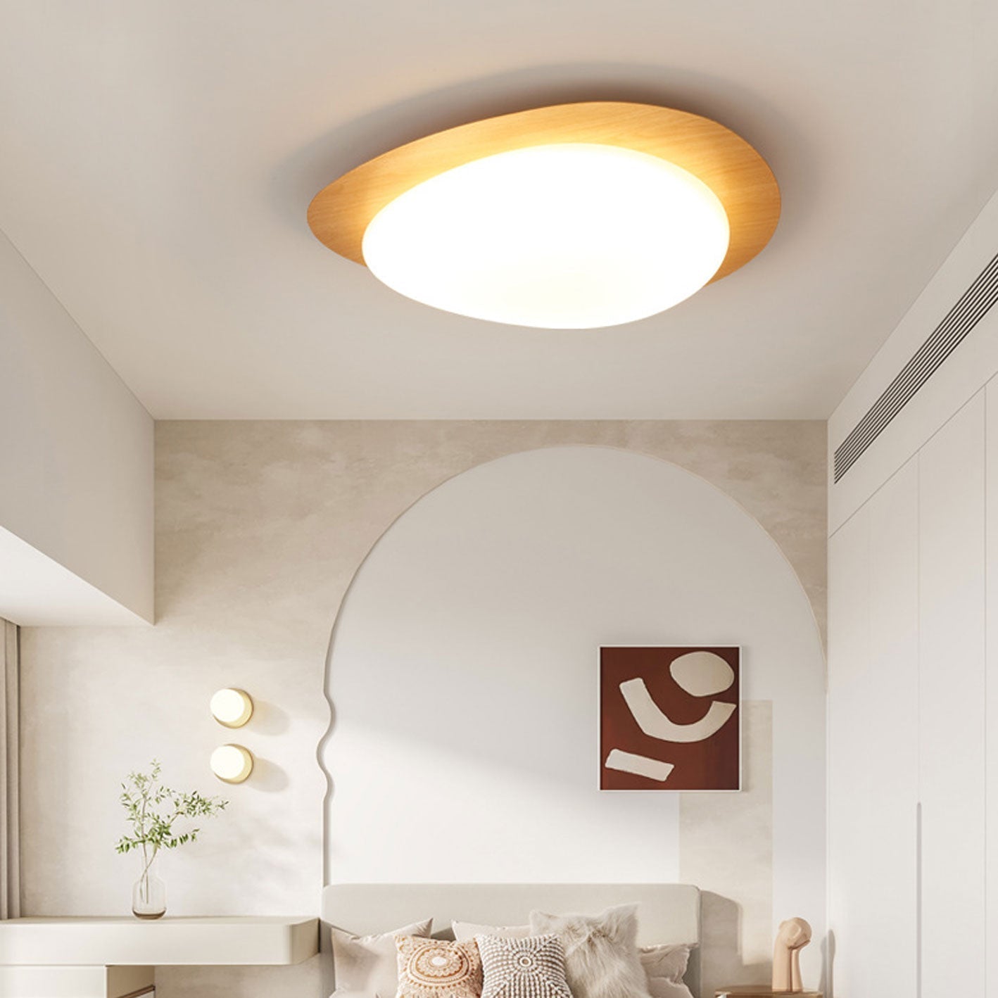 Nordic ijzer houtnerf kiezel LED inbouw plafondlamp