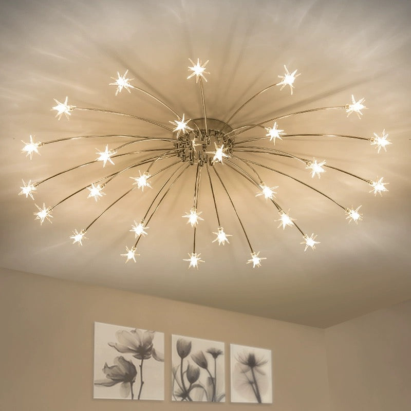 Art Deco Sterrenhemel Metaal/Glas Opbouw Plafondlamp Zwart/Goud/Chroom