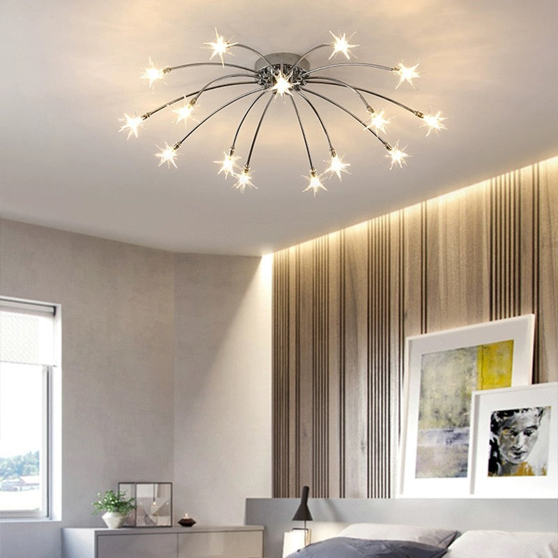 Art Deco Sterrenhemel Metaal/Glas Opbouw Plafondlamp Zwart/Goud/Chroom