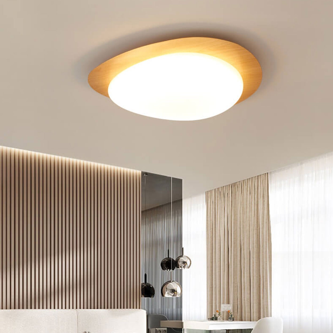 Nordic ijzer houtnerf kiezel LED inbouw plafondlamp