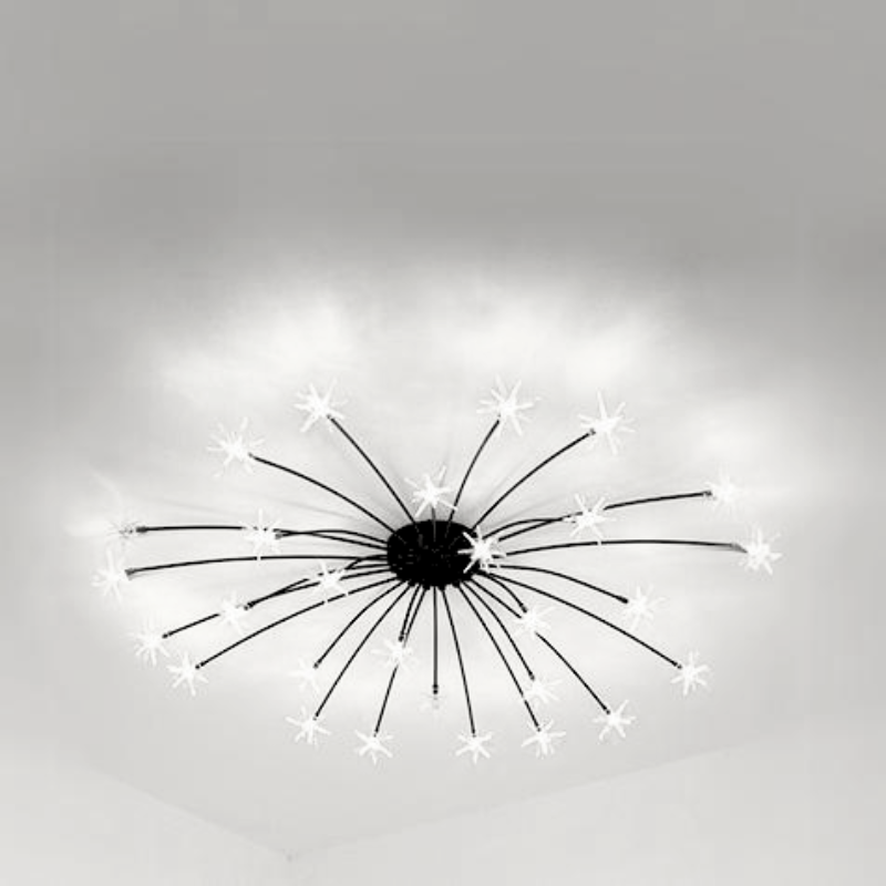 Art Deco Sterrenhemel Metaal/Glas Opbouw Plafondlamp Zwart/Goud/Chroom