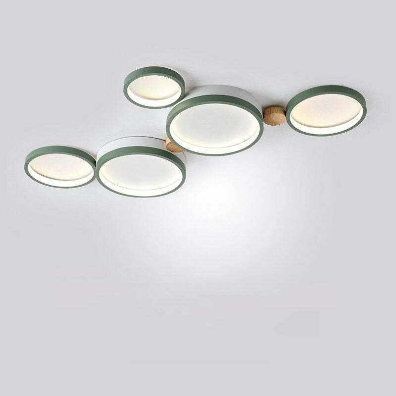 Ronde Opbouw Plafondlamp Wit Grijs Groen Slaapkamer