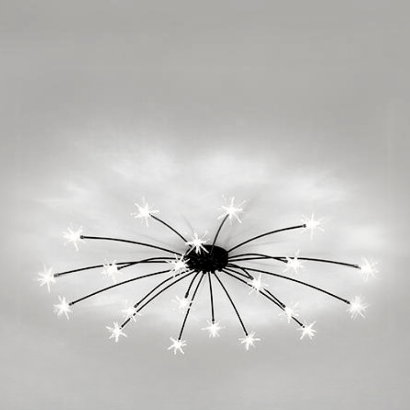 Art Deco Sterrenhemel Metaal/Glas Opbouw Plafondlamp Zwart/Goud/Chroom