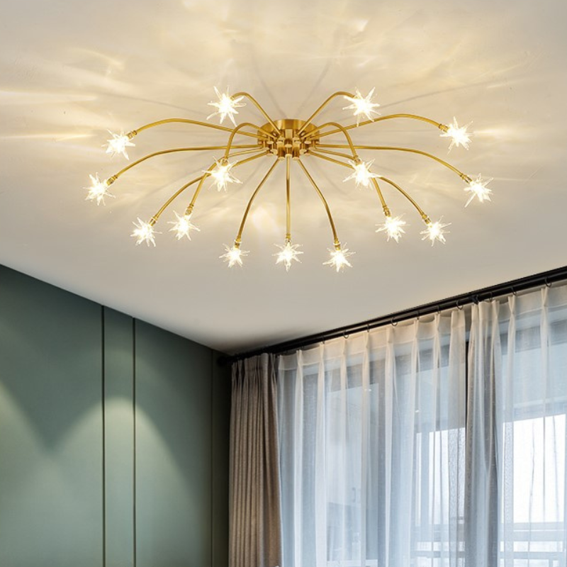 Art Deco Sterrenhemel Metaal/Glas Opbouw Plafondlamp Zwart/Goud/Chroom
