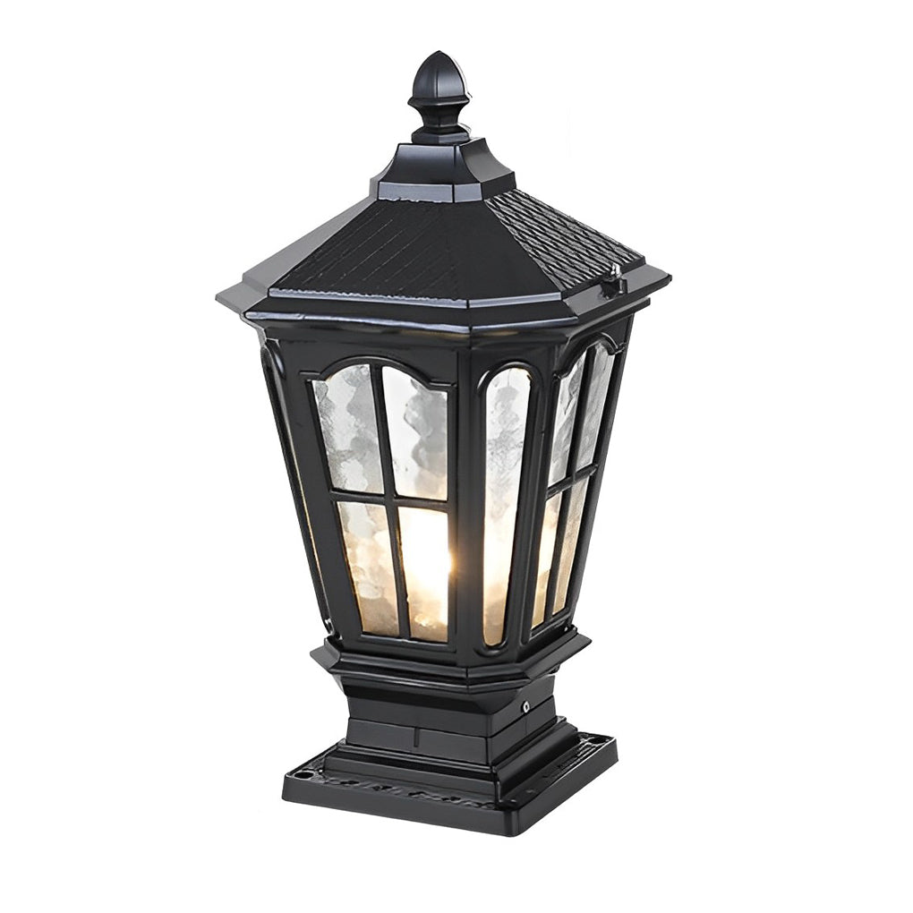 Retro paviljoenvormige zonne-energie hekpaalverlichting