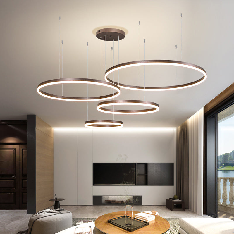 Moderne hanglamp Tir-Circle zwart/goud/koffie metaal