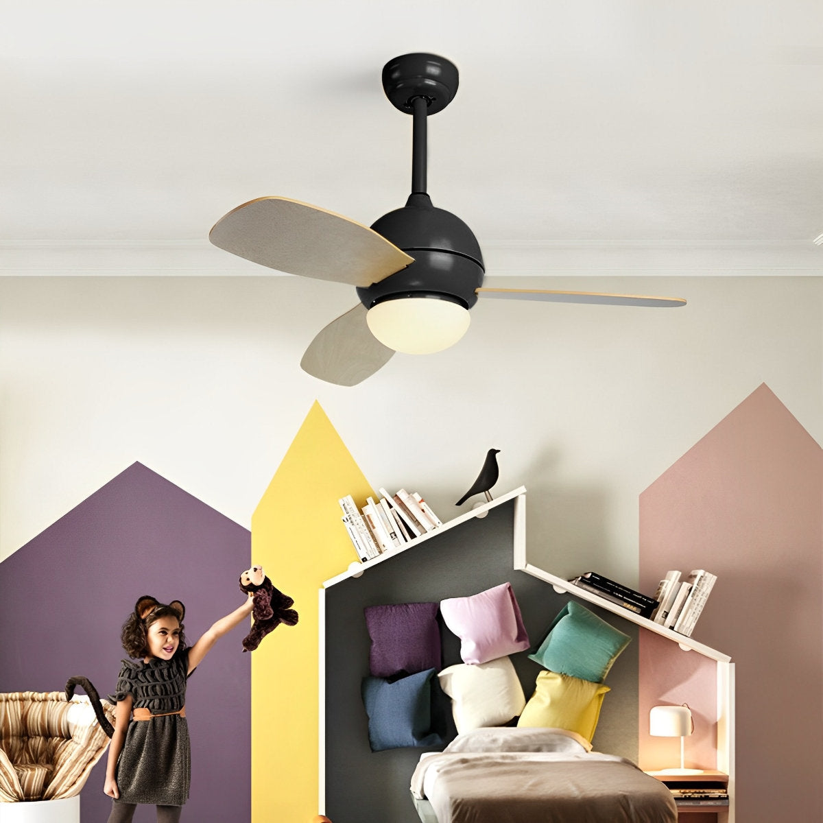 Nordic minimalistische LED plafondventilator met afstandsbediening verstelbare windsnelheid ventilator
