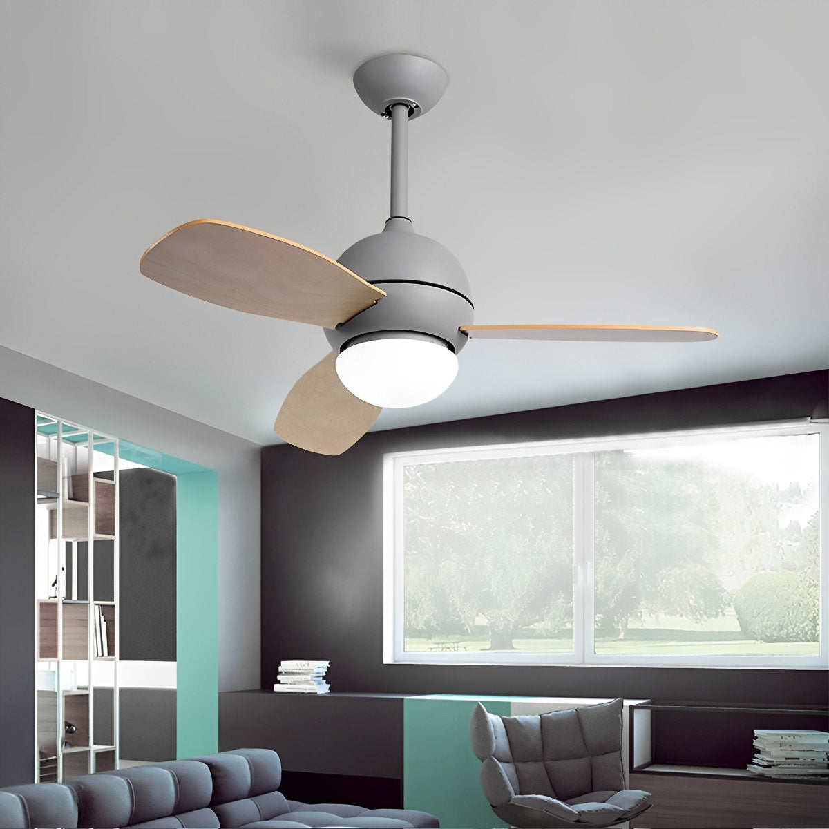 Nordic minimalistische LED plafondventilator met afstandsbediening verstelbare windsnelheid ventilator