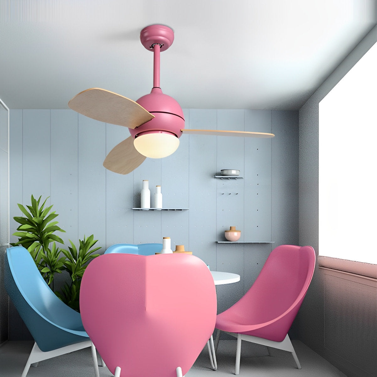 Nordic minimalistische LED plafondventilator met afstandsbediening verstelbare windsnelheid ventilator