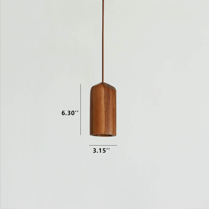 Minimalistische houten cilindervormige kleine hanglamp