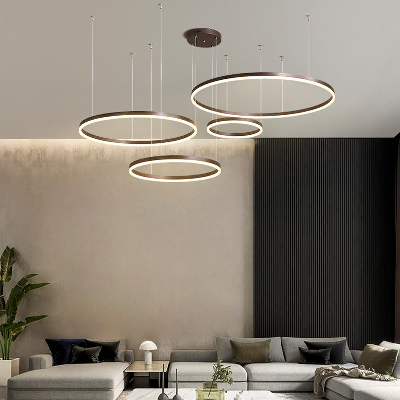 Moderne hanglamp Tir-Circle zwart/goud/koffie metaal