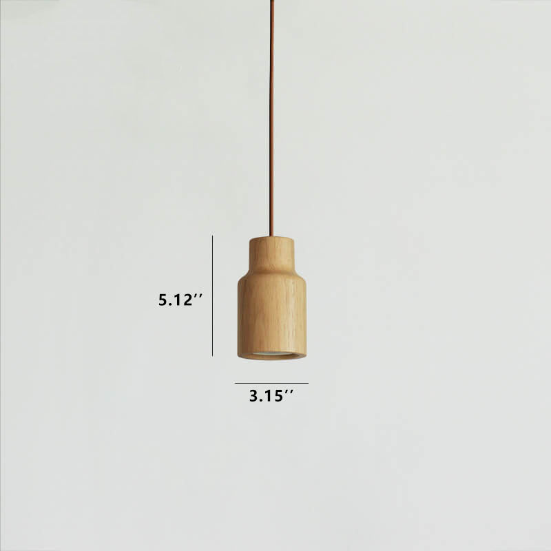 Minimalistische houten cilindervormige kleine hanglamp