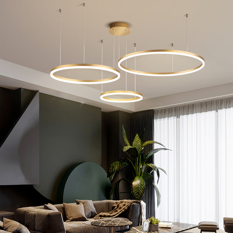 Moderne hanglamp Tir-Circle zwart/goud/koffie metaal