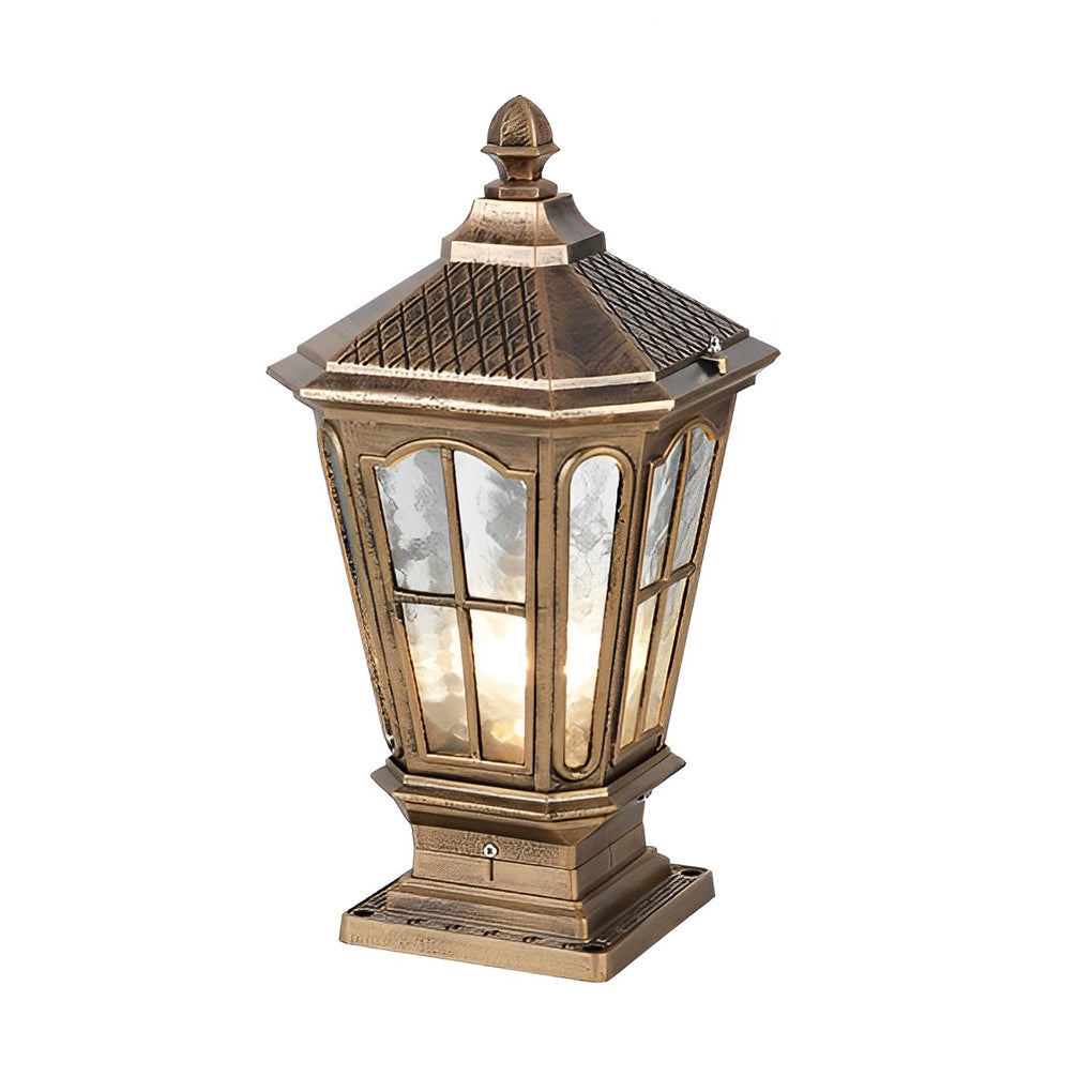 Retro paviljoenvormige zonne-energie hekpaalverlichting