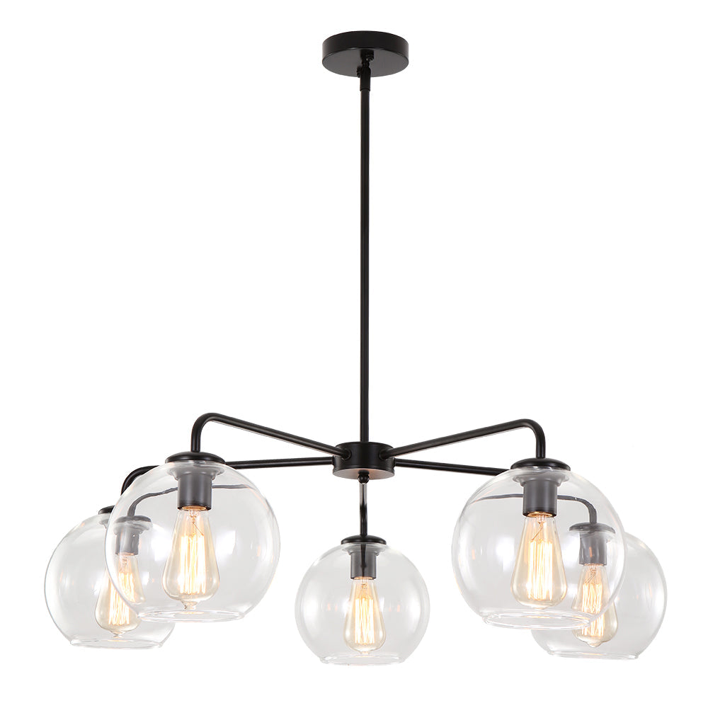 Moderne 5-licht handgeblazen glazen bol kroonluchter