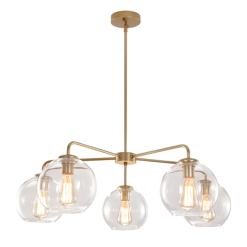 Moderne 5-licht handgeblazen glazen bol kroonluchter