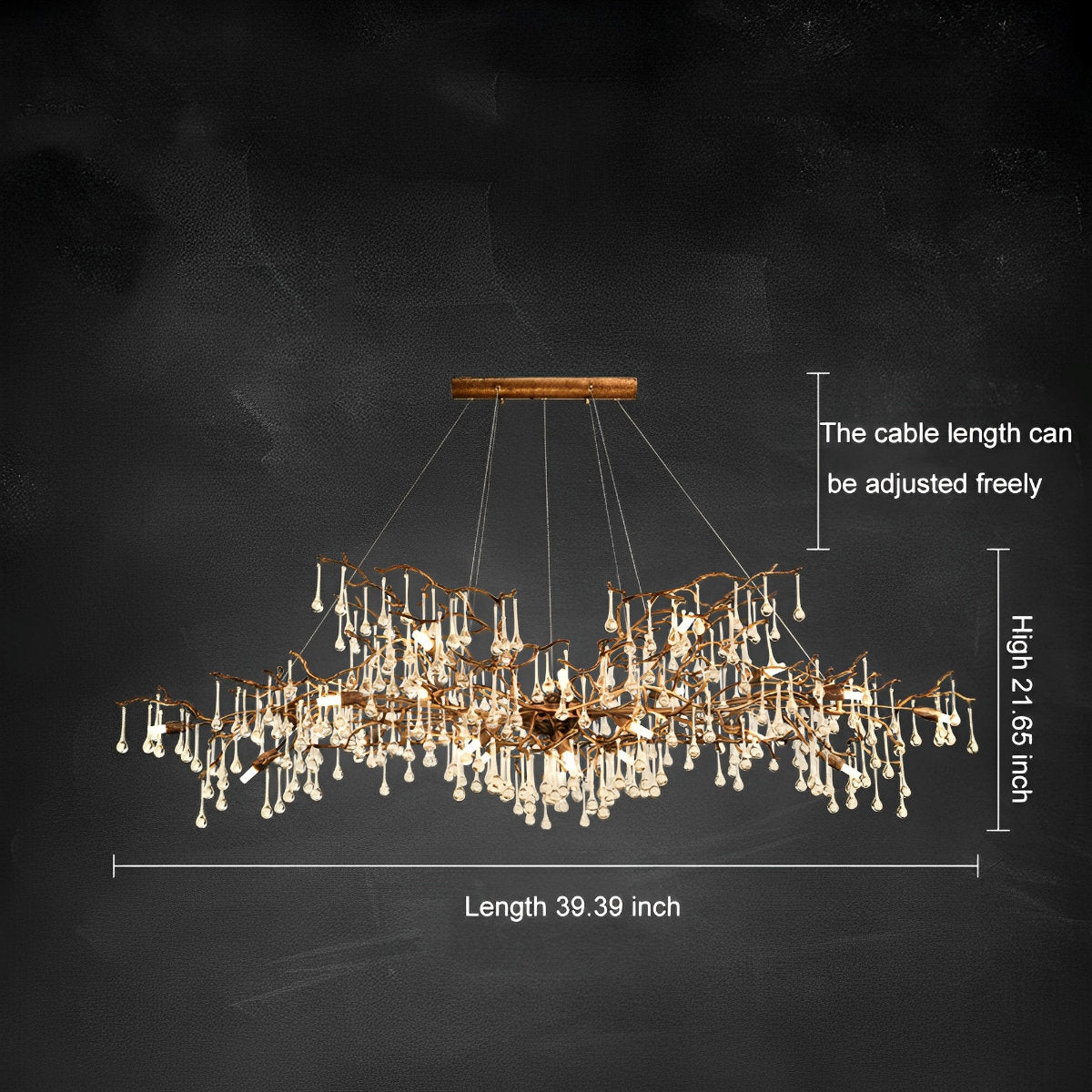 Moderne Luxe Gouden Boomtak Druppel Waterval Kroonluchter Verlichting