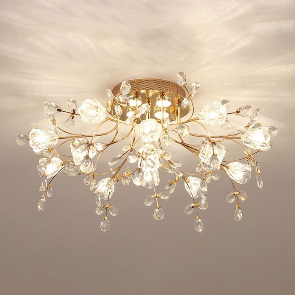 Art Deco elegante bloem plafondlampen, goud