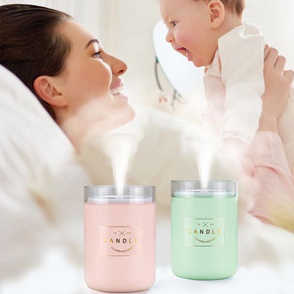 Himist 280ML Ultrasone Kaars Luchtbevochtiger Luchtreiniger Met Romantisch Zacht Licht Essentiële Olie Diffuser
