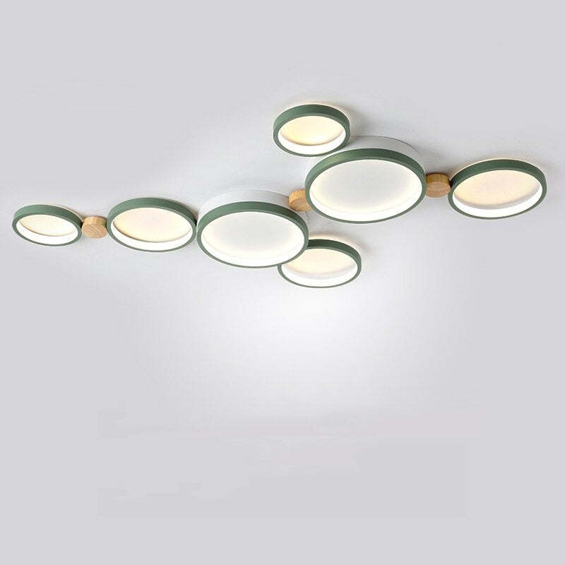 Ronde Opbouw Plafondlamp Wit Grijs Groen Slaapkamer