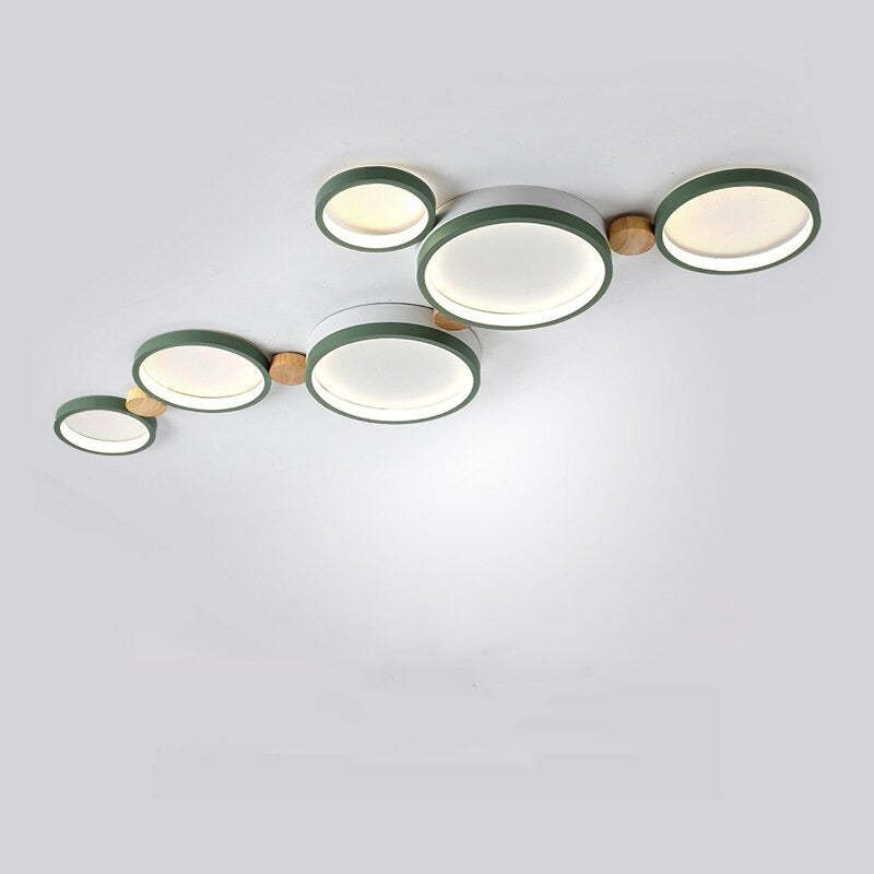 Ronde Opbouw Plafondlamp Wit Grijs Groen Slaapkamer
