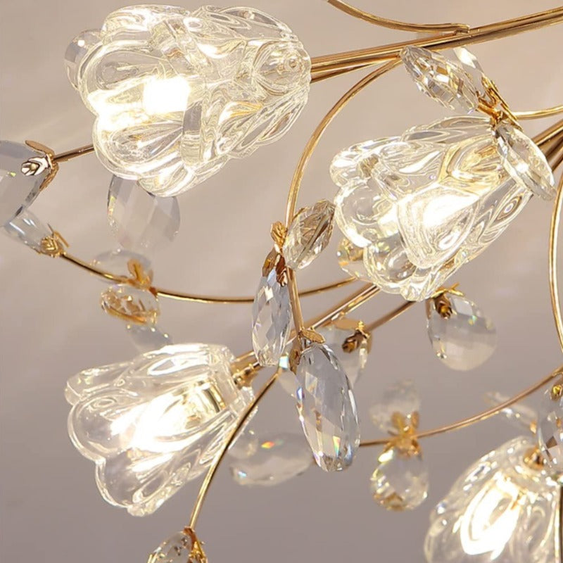 Art Deco elegante bloem plafondlampen, goud