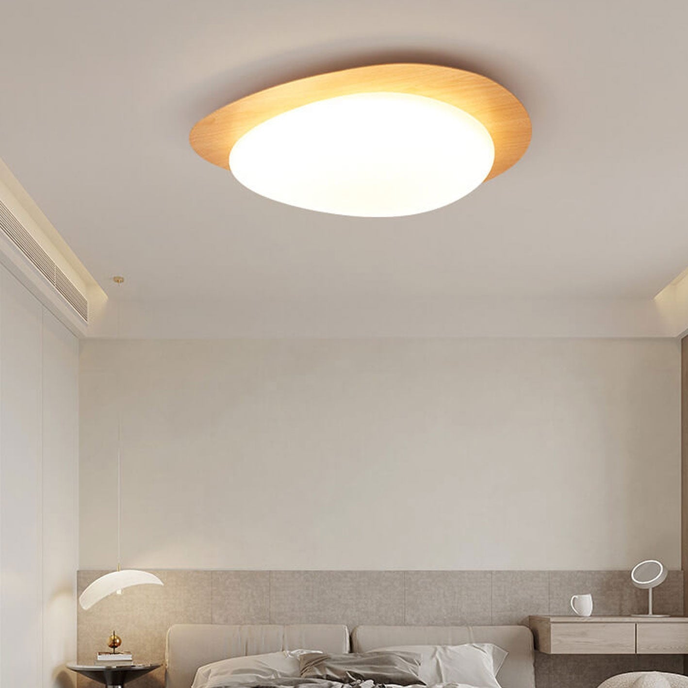 Nordic ijzer houtnerf kiezel LED inbouw plafondlamp
