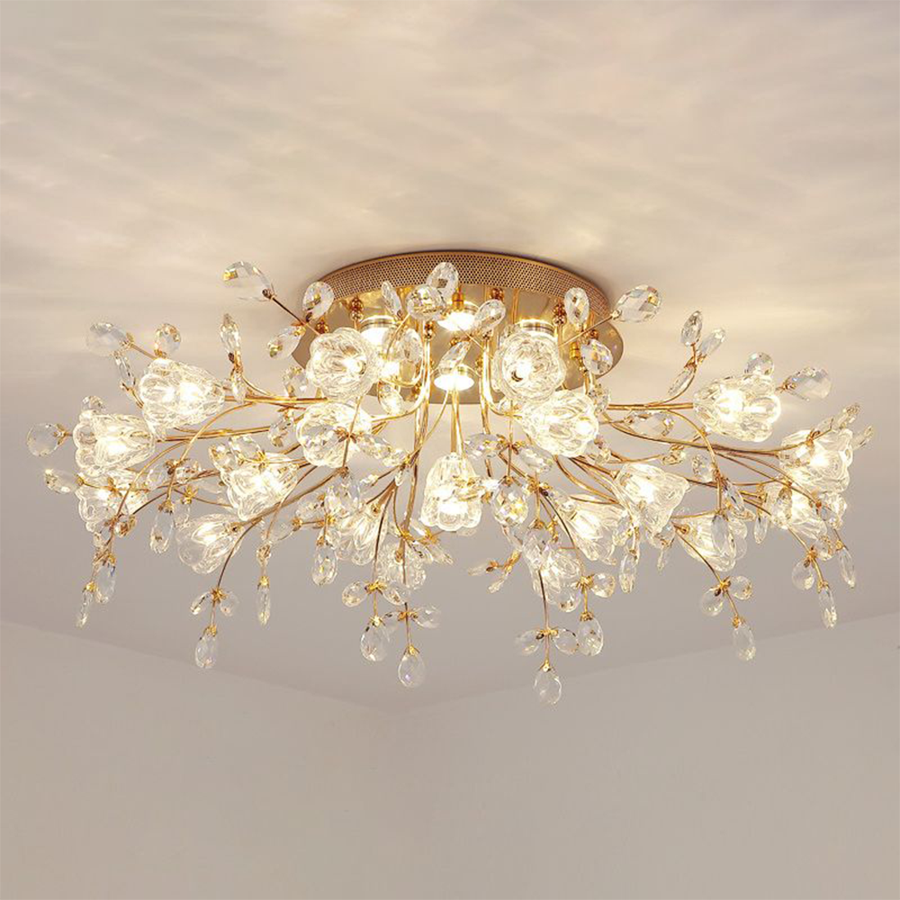 Art Deco elegante bloem plafondlampen, goud