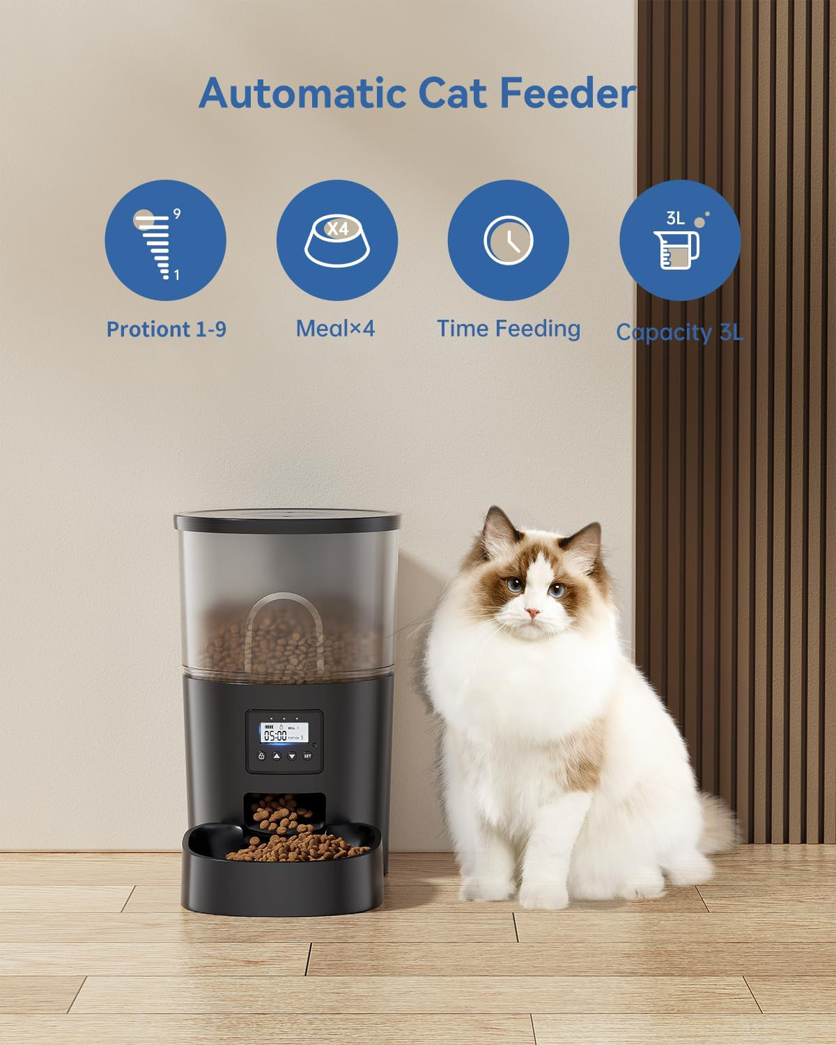 Automatische kattenvoederautomaat met timer