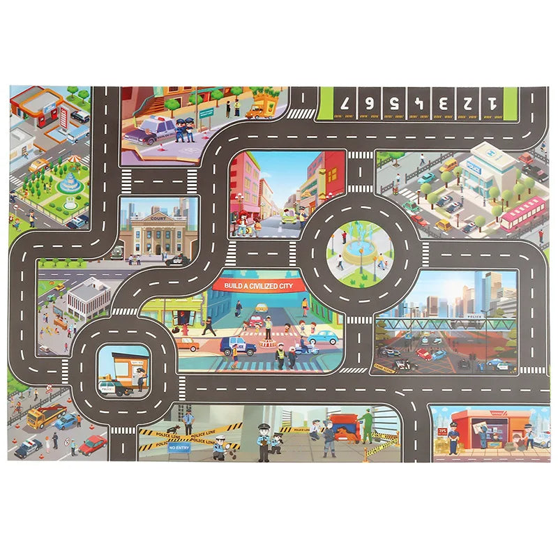 City Car Play Mat with Cars Educational Toys 3 Years Old