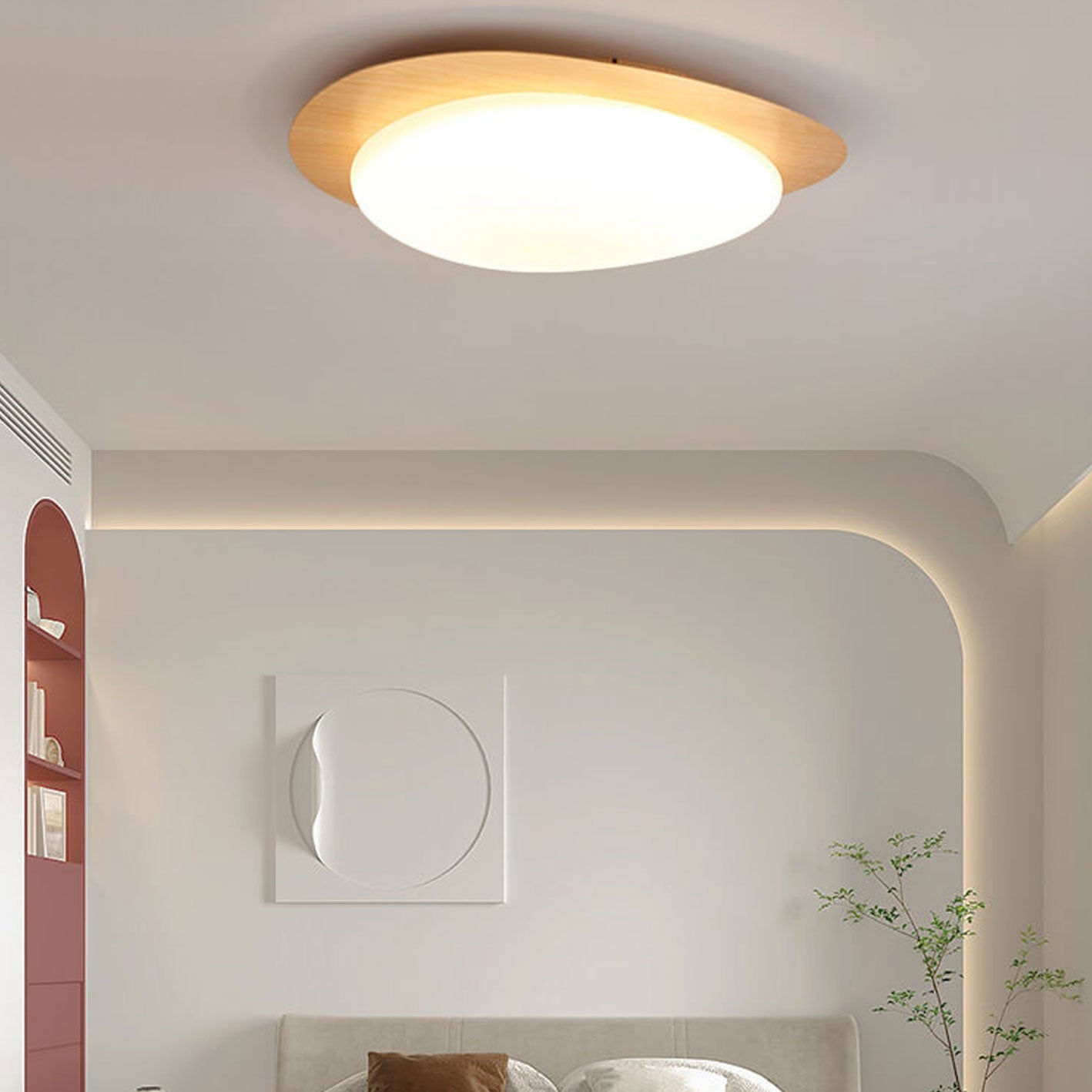 Nordic ijzer houtnerf kiezel LED inbouw plafondlamp